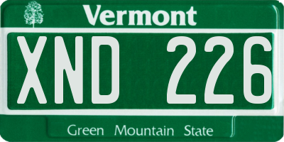 VT license plate XND226