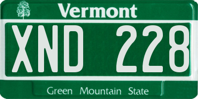 VT license plate XND228