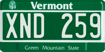 VT license plate XND259
