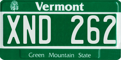 VT license plate XND262