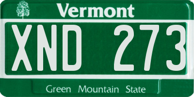 VT license plate XND273