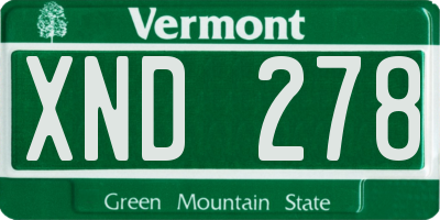 VT license plate XND278