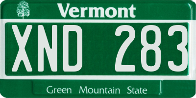 VT license plate XND283