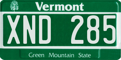 VT license plate XND285