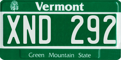 VT license plate XND292
