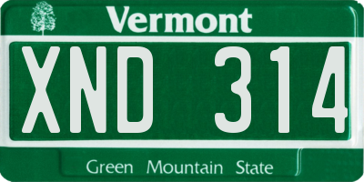 VT license plate XND314