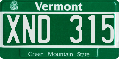 VT license plate XND315
