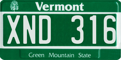 VT license plate XND316