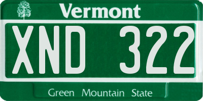 VT license plate XND322