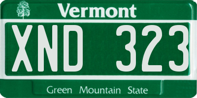 VT license plate XND323