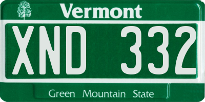 VT license plate XND332