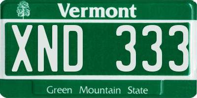 VT license plate XND333
