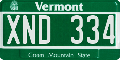 VT license plate XND334