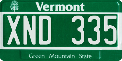 VT license plate XND335