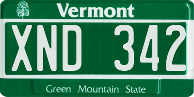VT license plate XND342