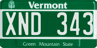 VT license plate XND343