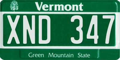 VT license plate XND347