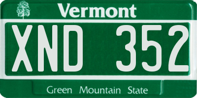 VT license plate XND352