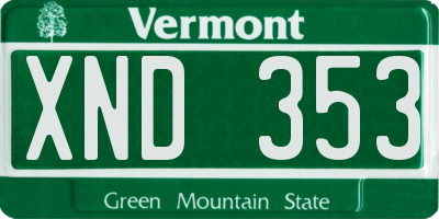 VT license plate XND353
