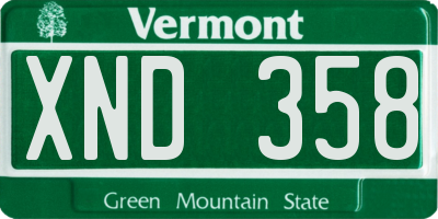VT license plate XND358