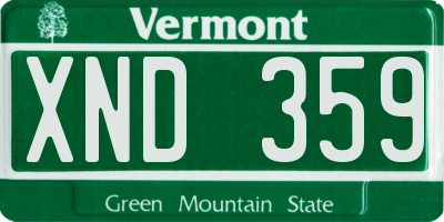 VT license plate XND359