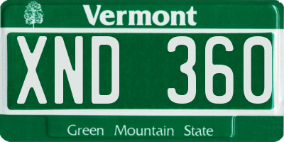VT license plate XND360
