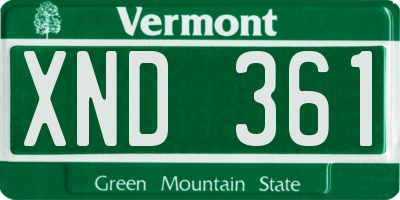 VT license plate XND361