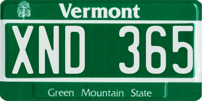 VT license plate XND365