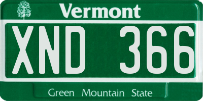 VT license plate XND366