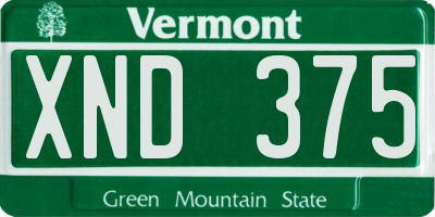 VT license plate XND375