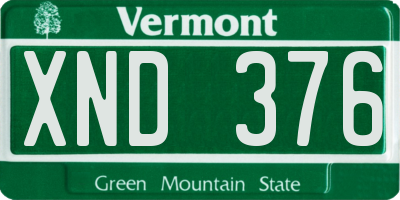 VT license plate XND376