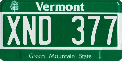 VT license plate XND377