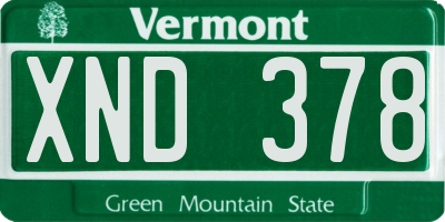 VT license plate XND378