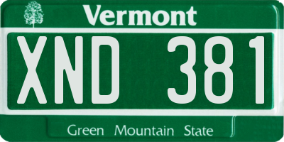 VT license plate XND381