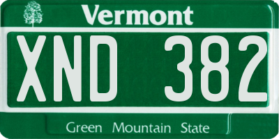 VT license plate XND382