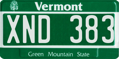 VT license plate XND383