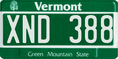 VT license plate XND388