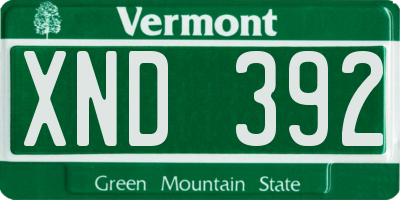VT license plate XND392