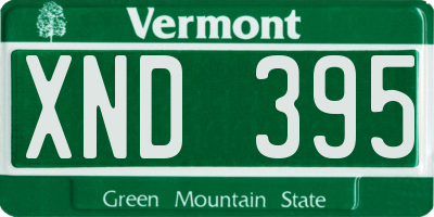 VT license plate XND395