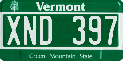 VT license plate XND397