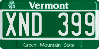 VT license plate XND399
