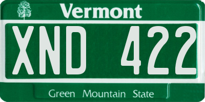 VT license plate XND422
