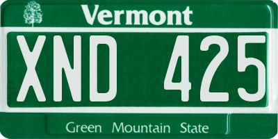 VT license plate XND425
