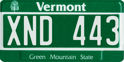 VT license plate XND443