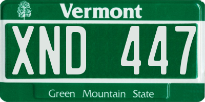 VT license plate XND447