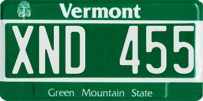 VT license plate XND455