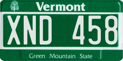 VT license plate XND458