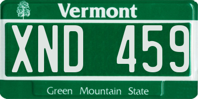 VT license plate XND459