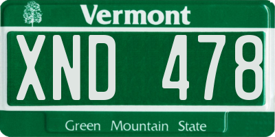VT license plate XND478