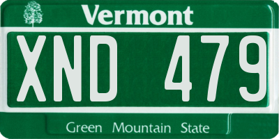 VT license plate XND479
